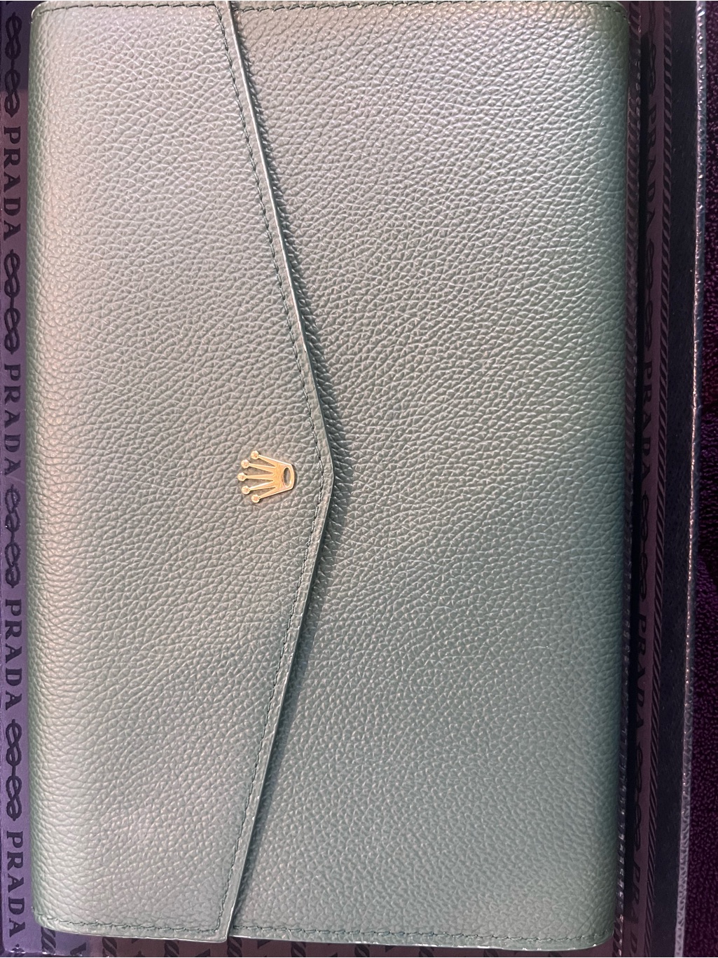 Rolex Green And Cream Leather Envelope
